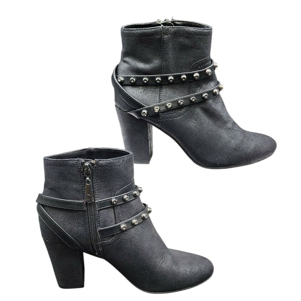 Simply Vera Vera Wang Zoe Black Womens 7 Studded Ankle Boots‎ Block Heel Bootie